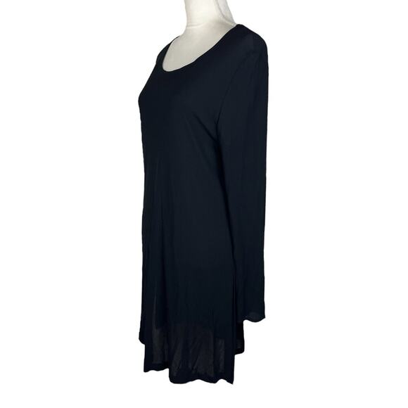 Max Mara Black Semi-Sheer Jersey Shift Dress Long Sleeve Size Medium Italy - Picture 4 of 8